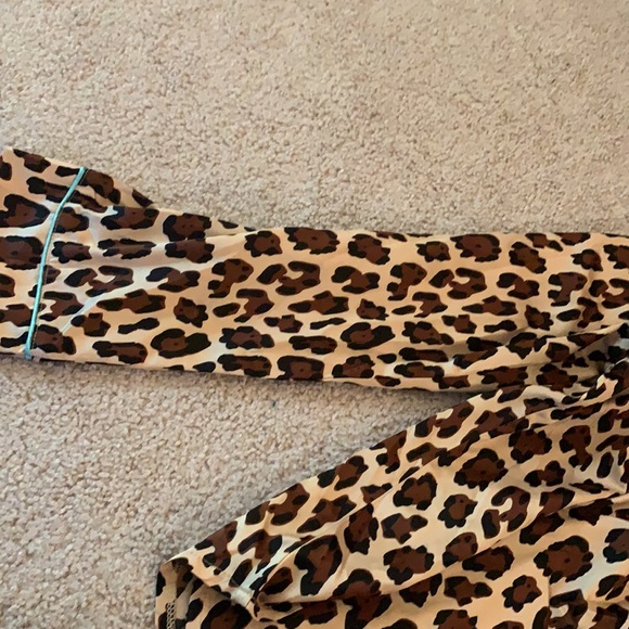 Cheetah Print with Aqua Trim Pajama Set - Picture 6 of 13